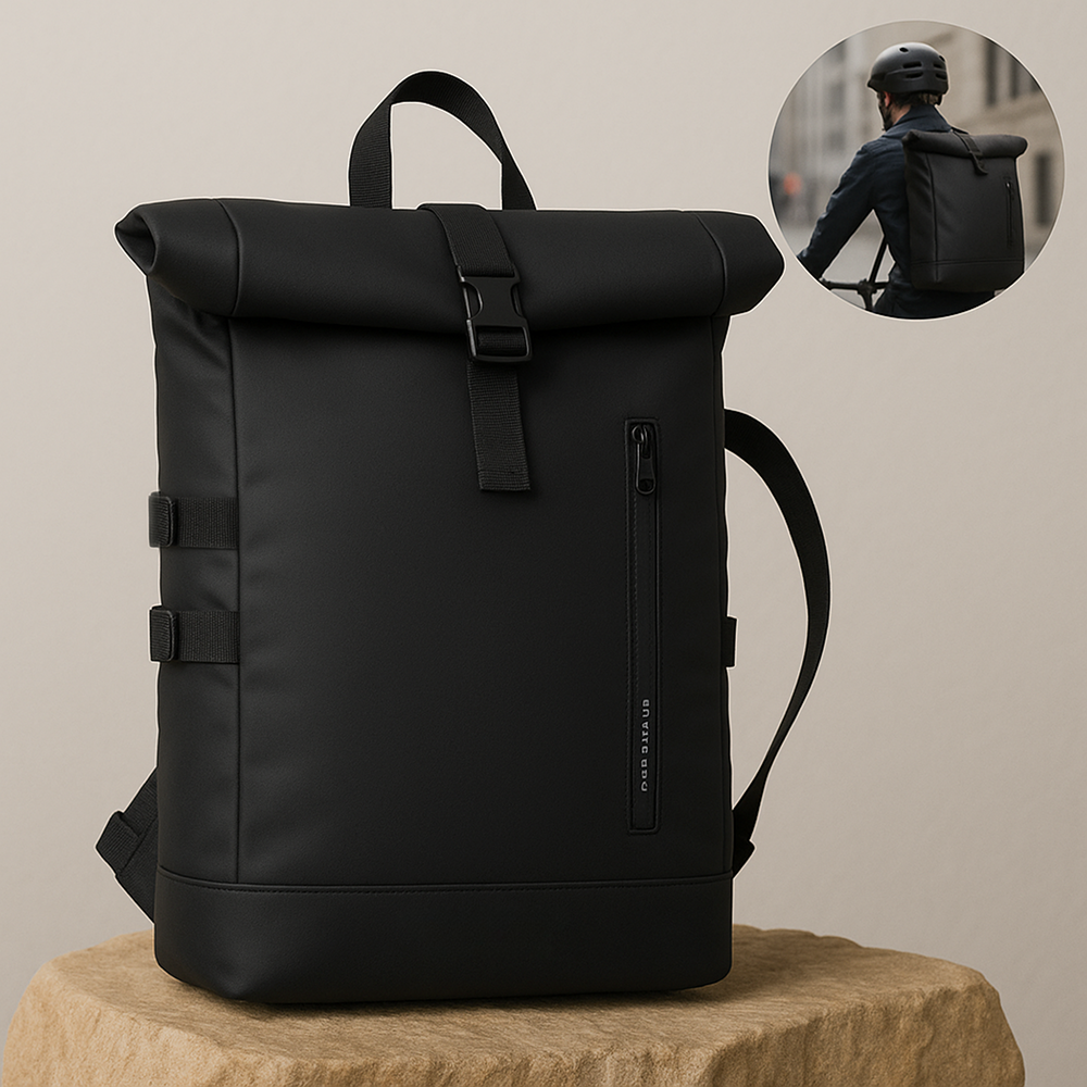 TraqTop – Rucksack mit wasserdichtem Laptopfach | Flexibler Rolltop-Verschluss mit gepolsterten Trägern | Für Pendler und Stadtradler