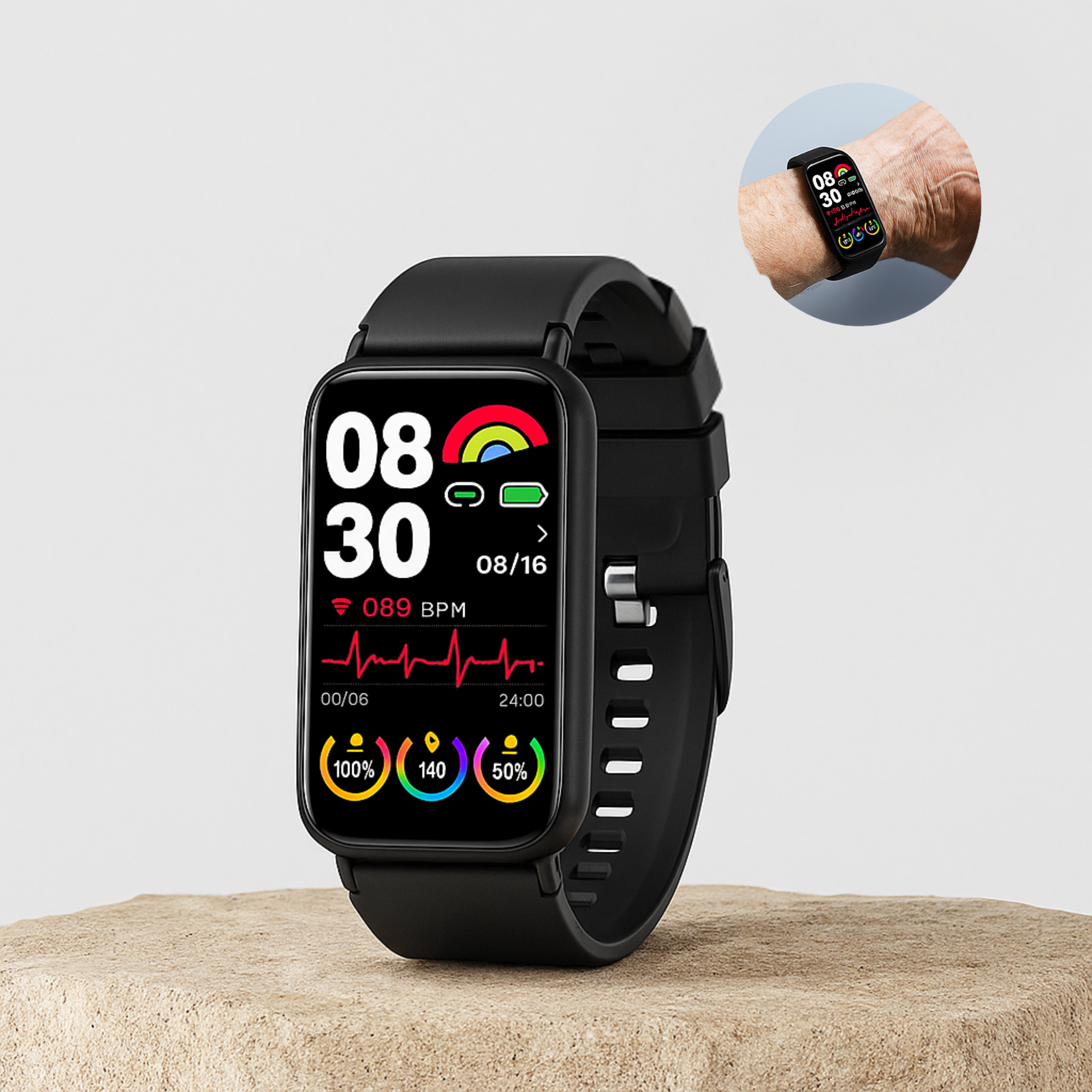 GlucoTrack – Smartwatch zur Glukose- & Blutdruckmessung | Gesundheitsuhr mit Herzfrequenz & IP68 wasserdicht | Ideal für Alltag & Senioren.