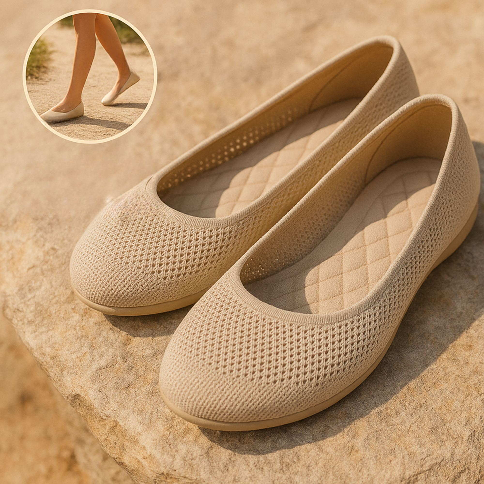 SanaFlex – Ergonomische Barfuß Ballerinas | atmungsaktiv & flexibel | blasenfrei | Damen Komfortschuh für Alltag