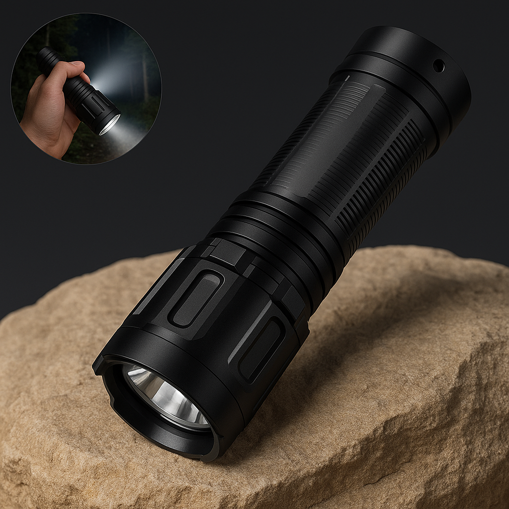 LumenGuard – LED Taschenlampe Militärisch | Extrem Hell Wiederaufladbar | Kompakt & Wasserdicht für Outdoor & Notfälle.