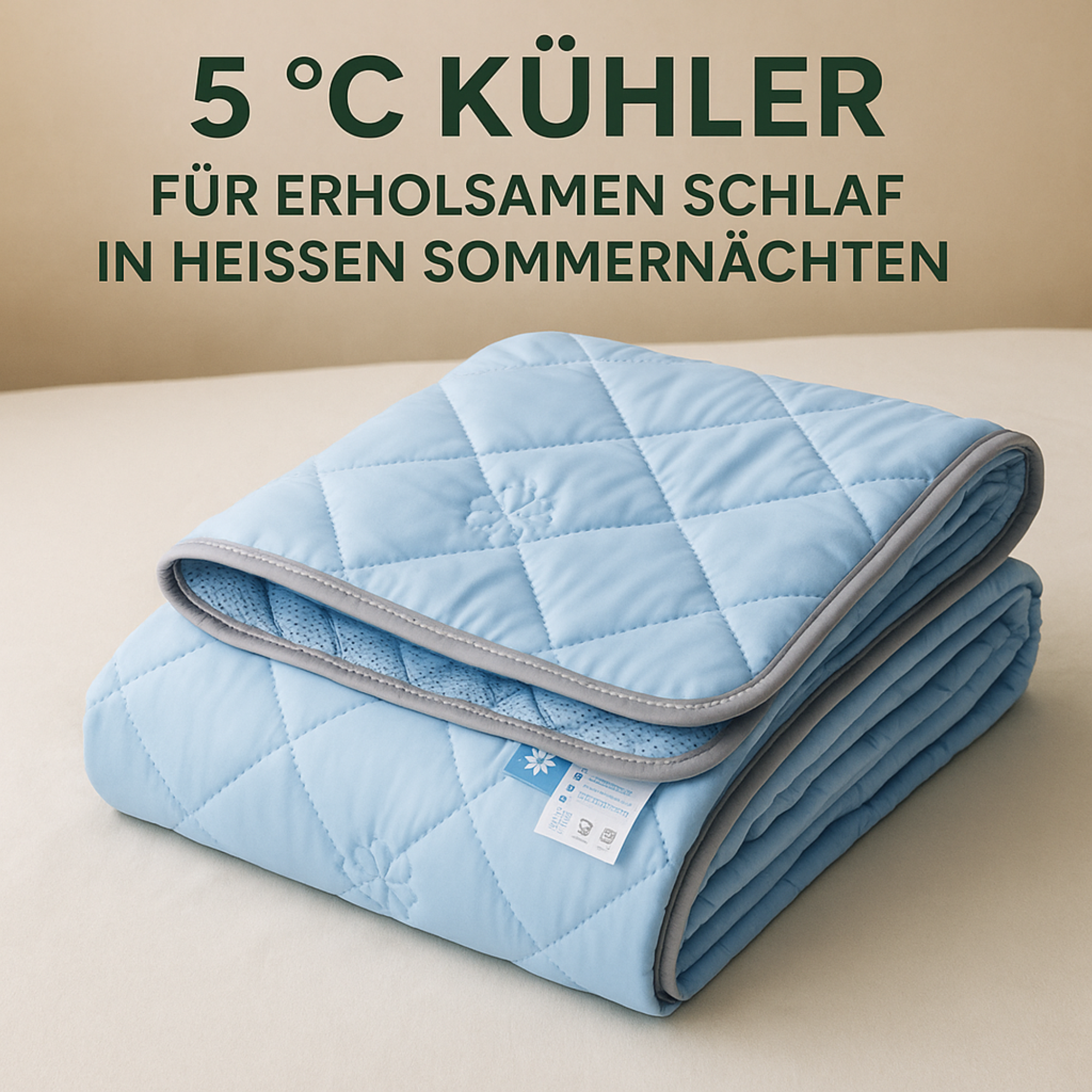 CoolNest – Kühldecke für den Sommer | 100x150 | 5 °C kühler & atmungsaktiv | Gegen Schwitzen beim Schlafen.