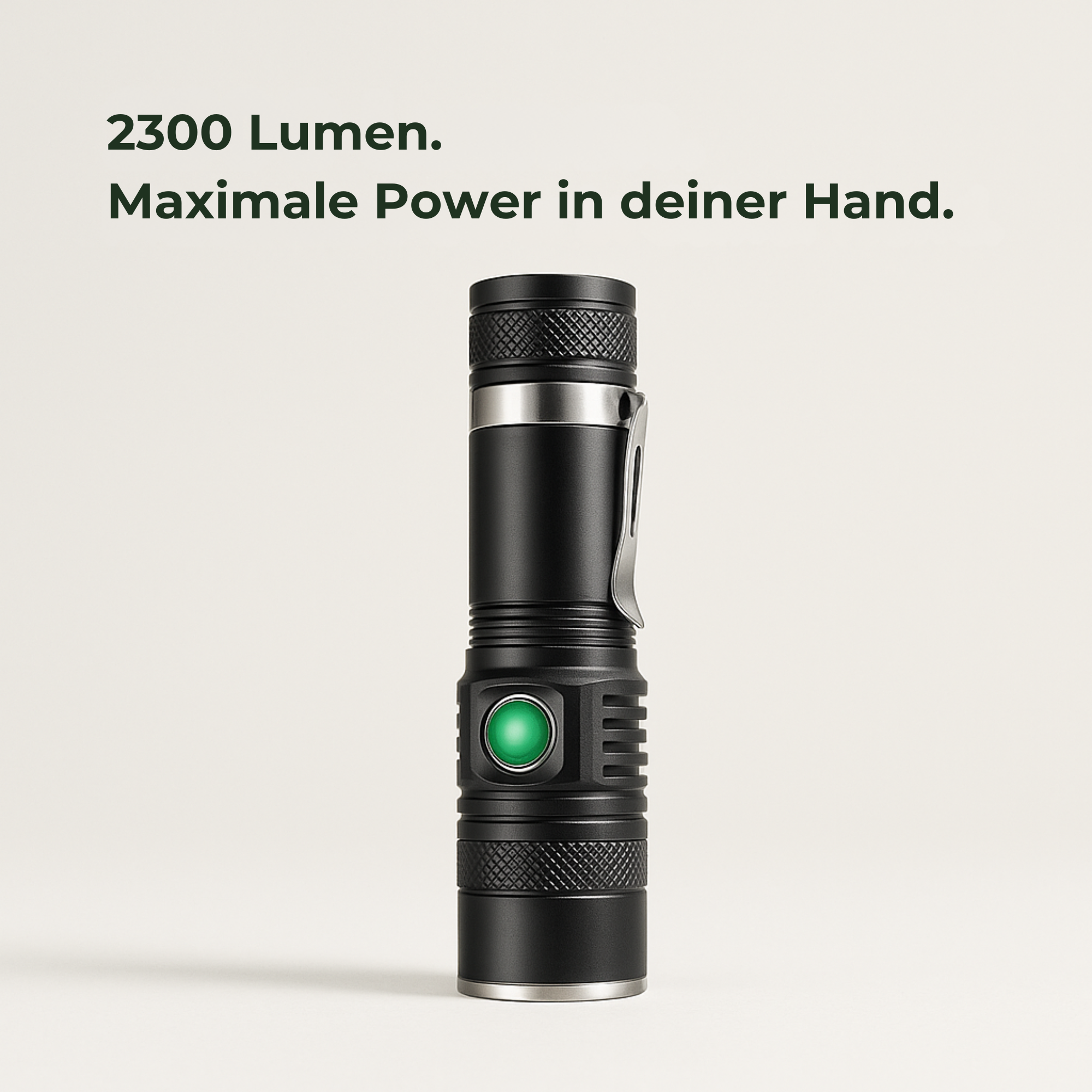 TrekBeam – LED Taschenlampe Outdoor | USB wiederaufladbar IPX6 wasserdicht | Kompakt & leicht für Wandern & Camping