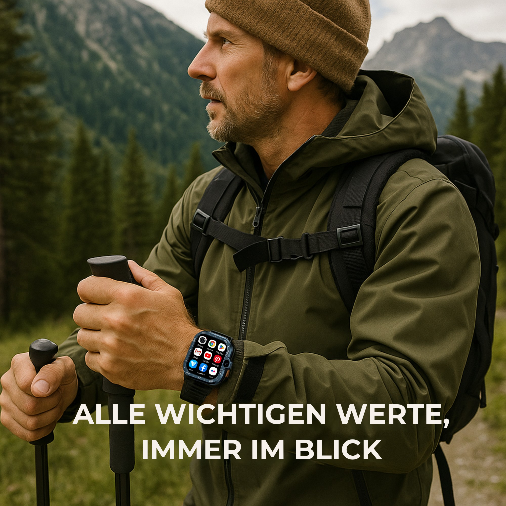 Vextro – SIM Smartwatch | Anruf & Video IP68 stoßfest | Outdoor Arbeit Herren