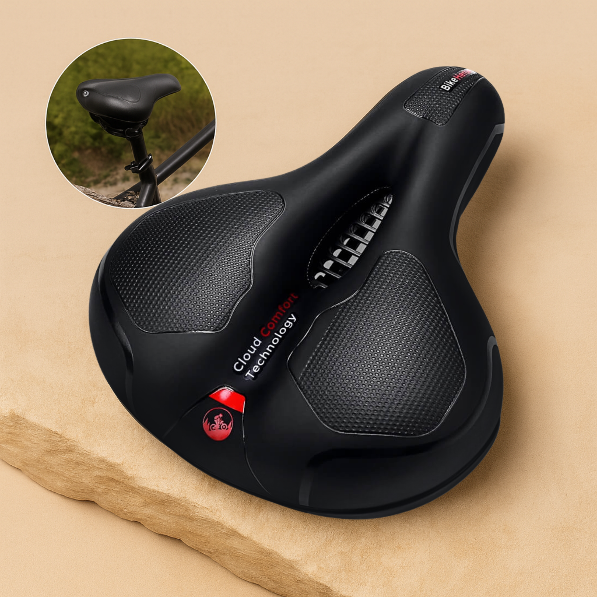 EasyRide – Schmerzfreier Komfort-Radsattel | 5 cm Polsterung wasserfest & atmungsaktiv | Rückenfreundlich für City- & E-Biker