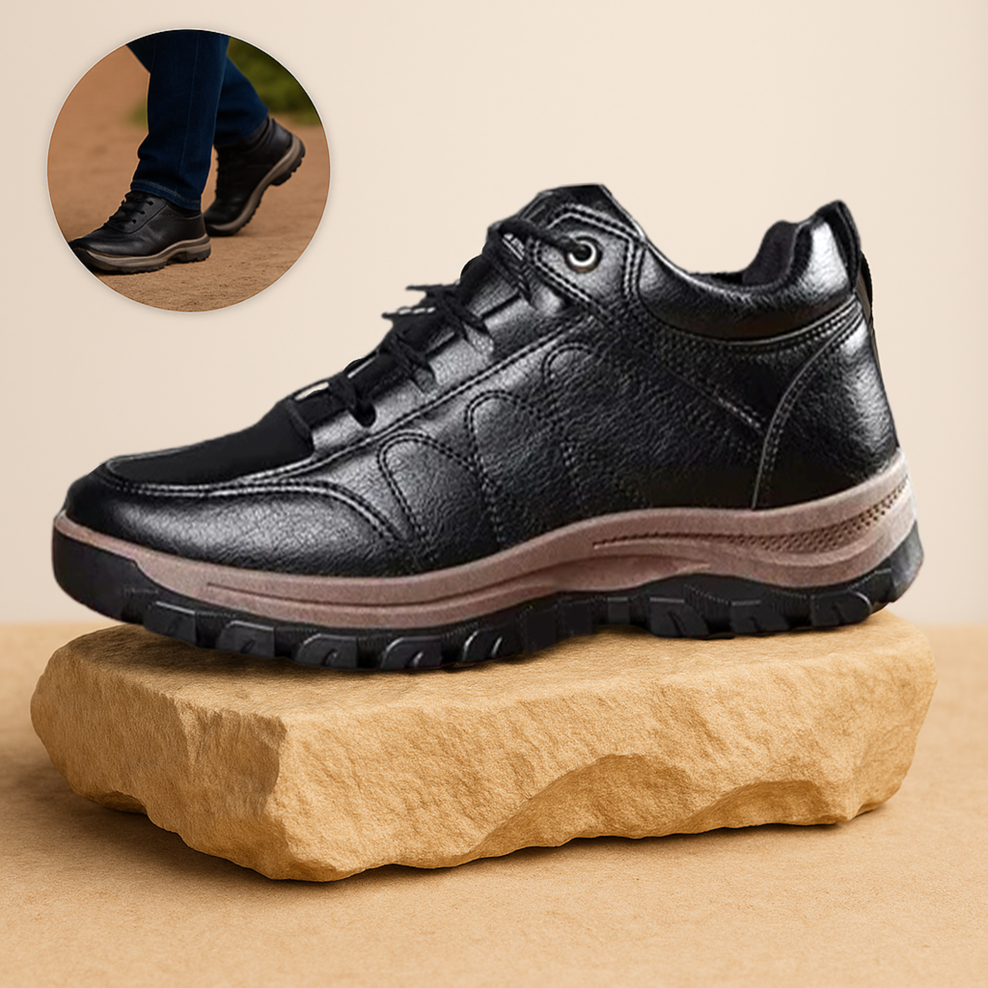 OrthoBalance – Orthopädischer Herrenschuh gegen Fußschmerzen | Ergonomisches Design mit rutschfester Sohle | Alltag & Beruf.