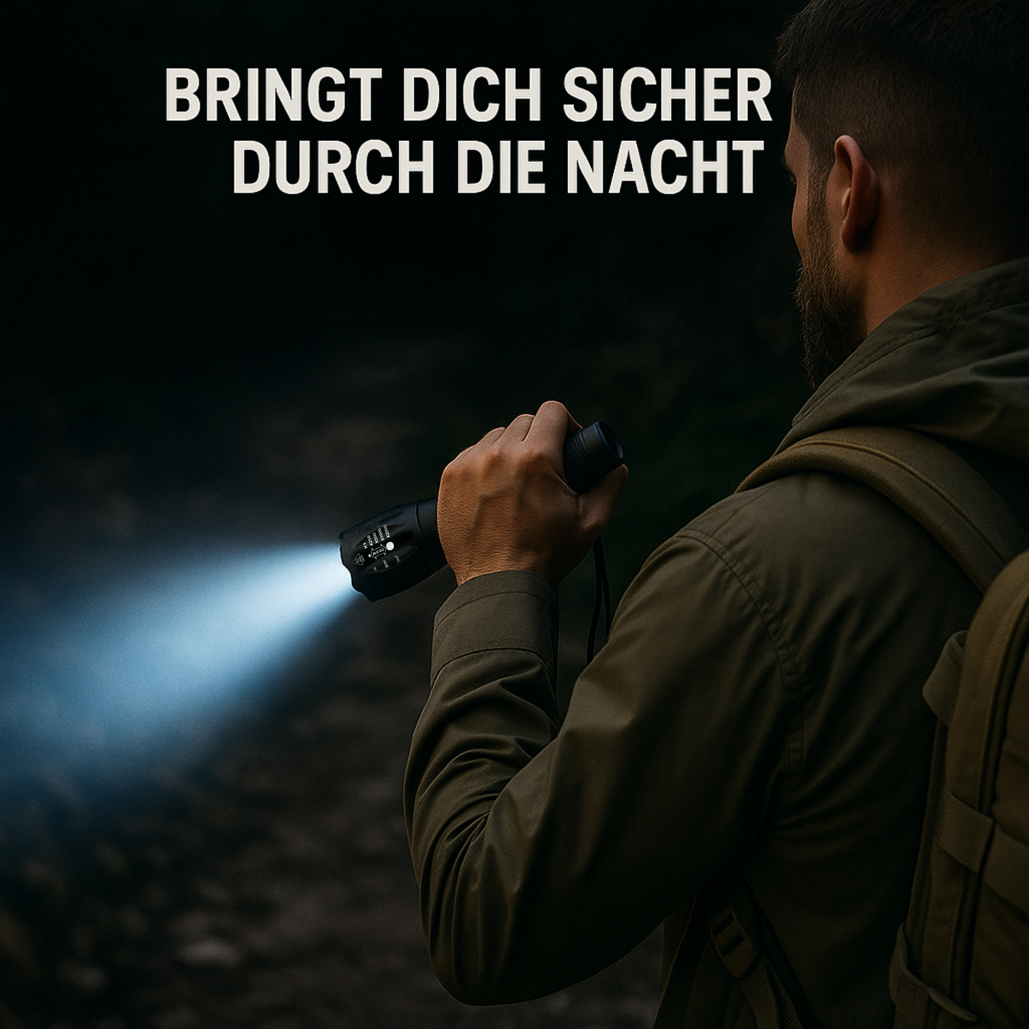 NightCore – Militärische LED Taschenlampe | Ultrahell, Zoom & USB-Aufladung | Für Notfälle, Outdoor & Nachtpatrouillen