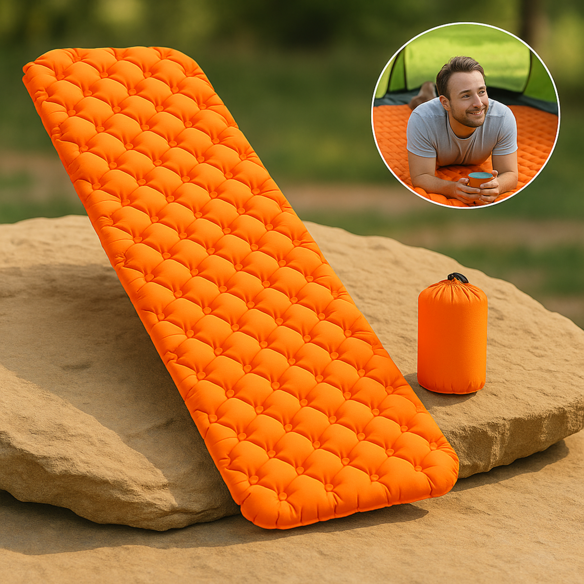 TrekBett – Ultraleicht Outdoor Luftmatratze | Schnell aufblasbar Rutschfest Wasserdicht | Camping Trekking Schlafkomfort