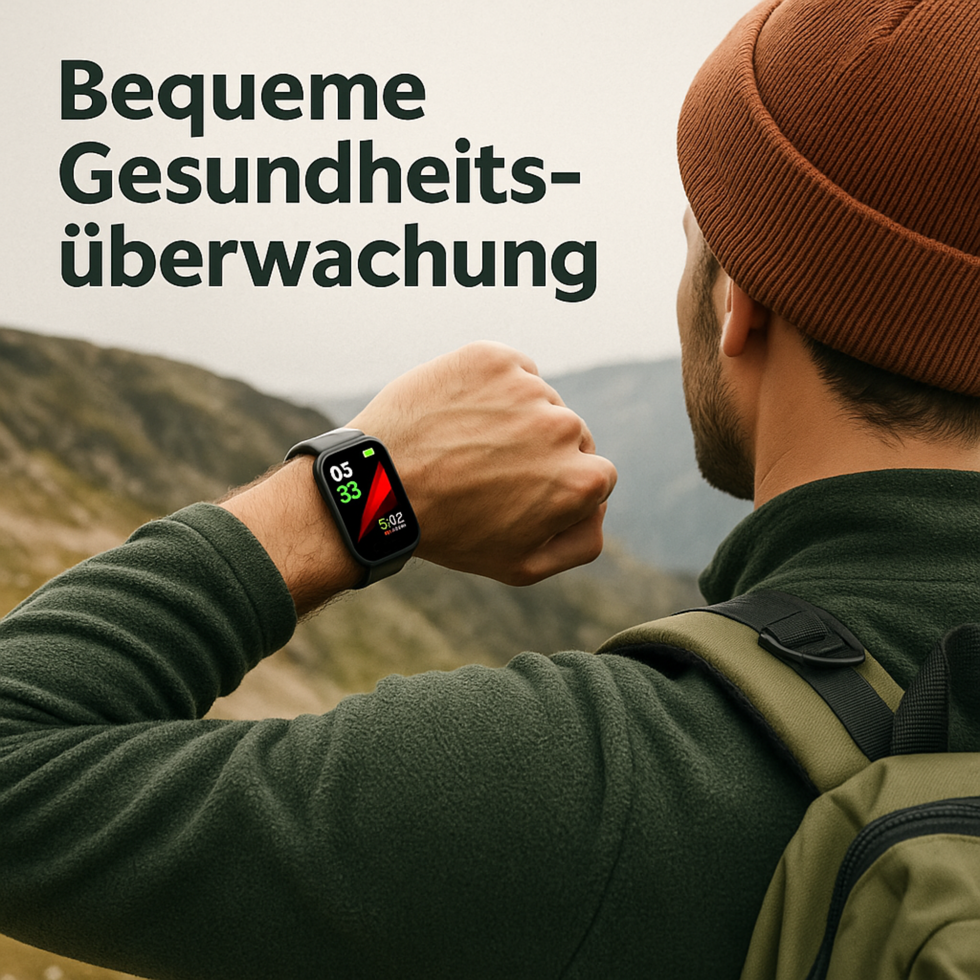GlucoTrack – Smartwatch zur Glukose- & Blutdruckmessung | Gesundheitsuhr mit Herzfrequenz & IP68 wasserdicht | Ideal für Alltag & Senioren.