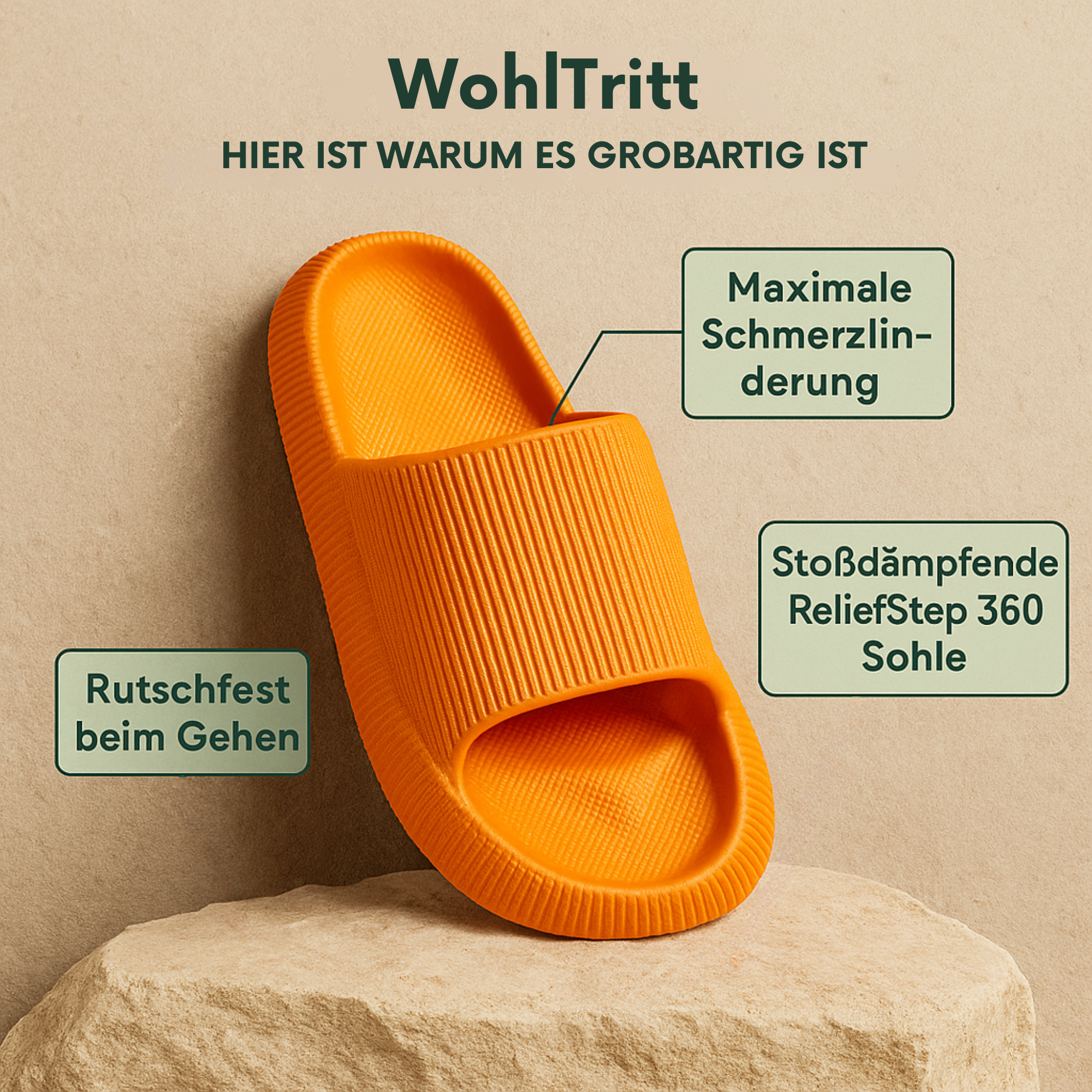 WohlTritt – Orthopädische Hausschuhe Damen & Herren | Schmerzfrei & Stoßdämpfend | Rutschfest für Alltag & Zuhause.