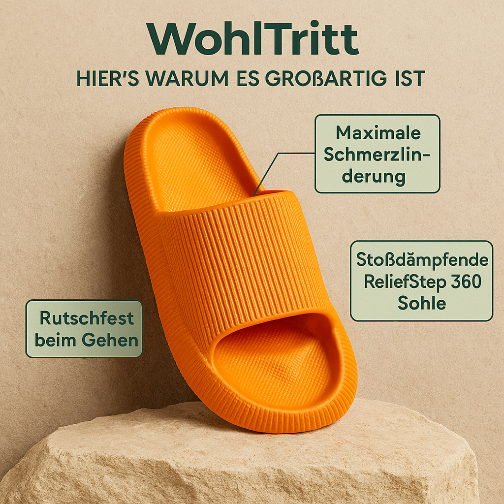 WohlTritt – Orthopädische Hausschuhe Damen & Herren | Schmerzfrei & Stoßdämpfend | Rutschfest für Alltag & Zuhause