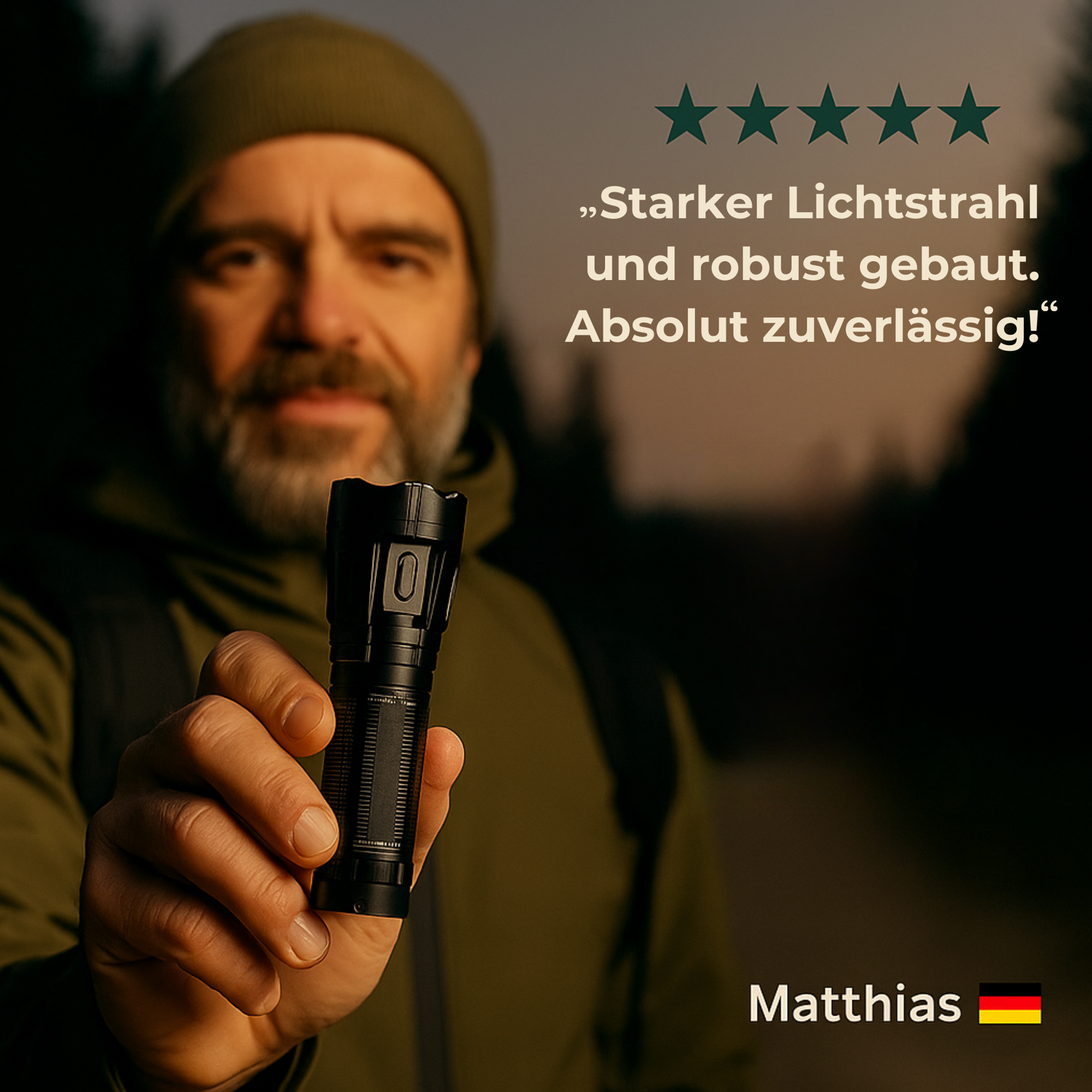 LumenGuard – LED Taschenlampe Militärisch | Extrem Hell Wiederaufladbar | Kompakt & Wasserdicht für Outdoor & Notfälle.