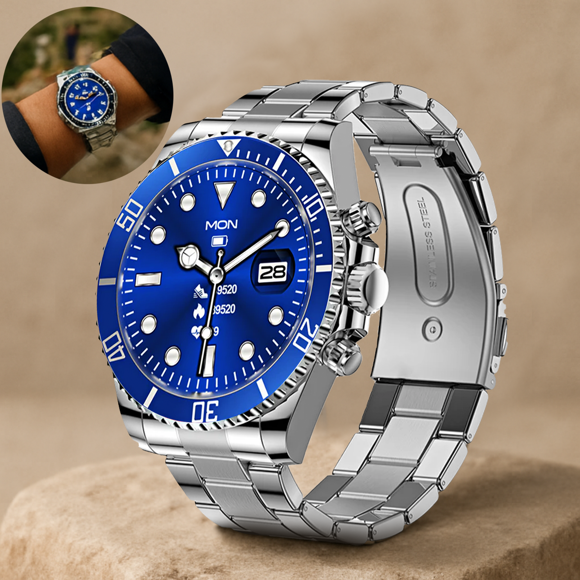 TitanPro – robuste Smartwatch | 10 Tage Akku & IP68 Edelstahlgehäuse | Outdoor Uhr für Handwerker & Sport