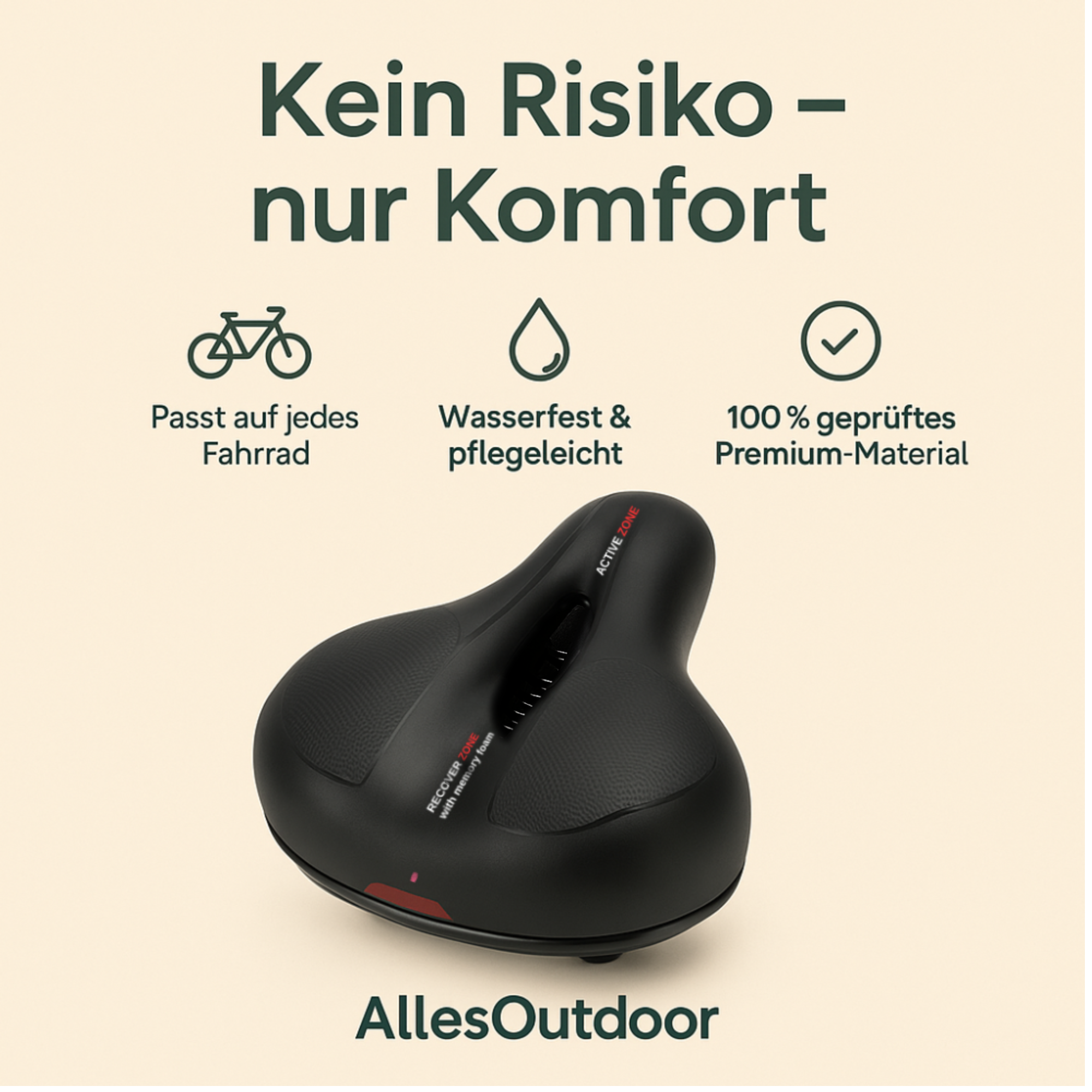 Veloxa – Ergonomischer Fahrradsattel | Komfortabel & Stoßdämpfend mit Gel-Polster | Ideal für lange Radtouren & Pendler