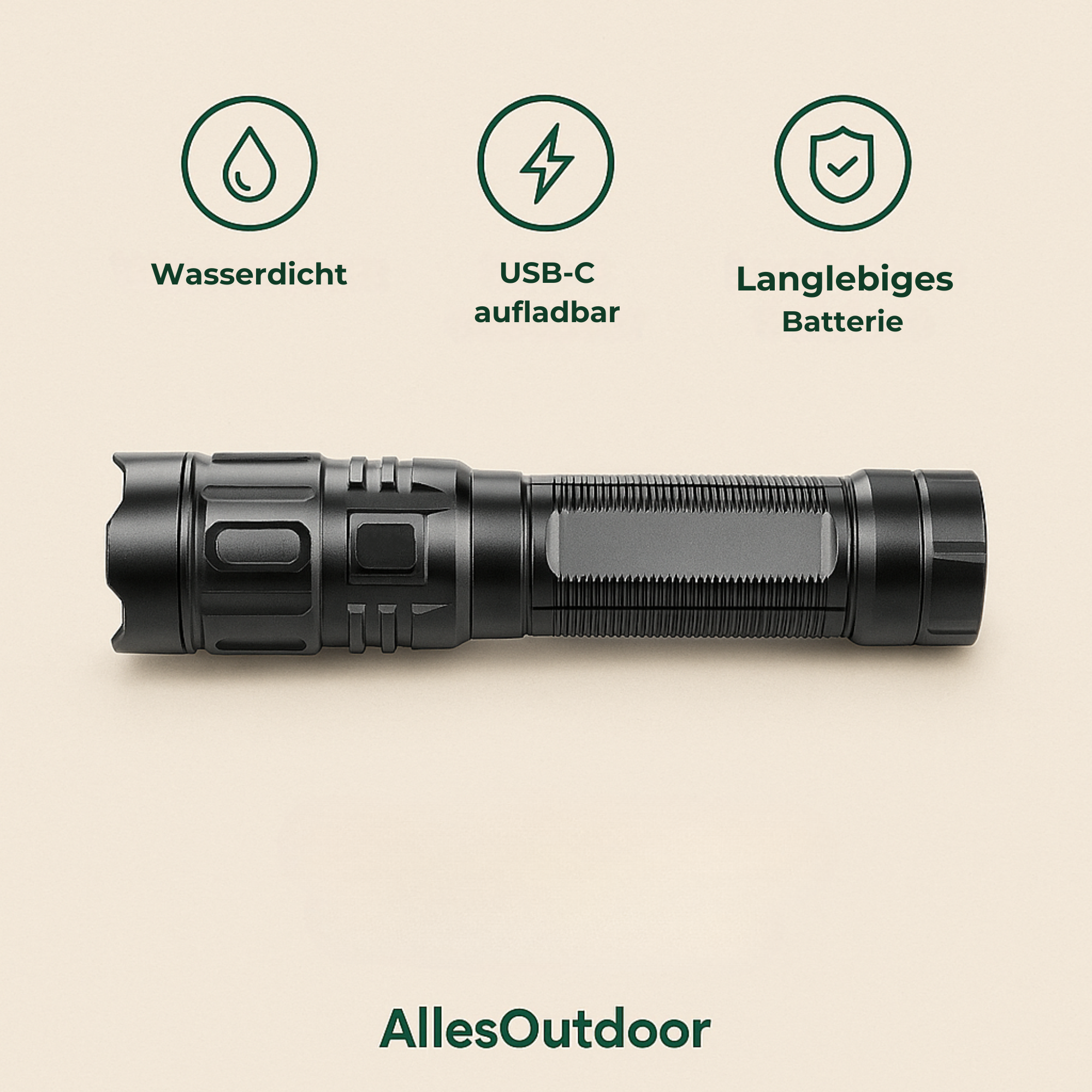 LumenGuard – LED Taschenlampe Militärisch | Extrem Hell Wiederaufladbar | Kompakt & Wasserdicht für Outdoor & Notfälle.
