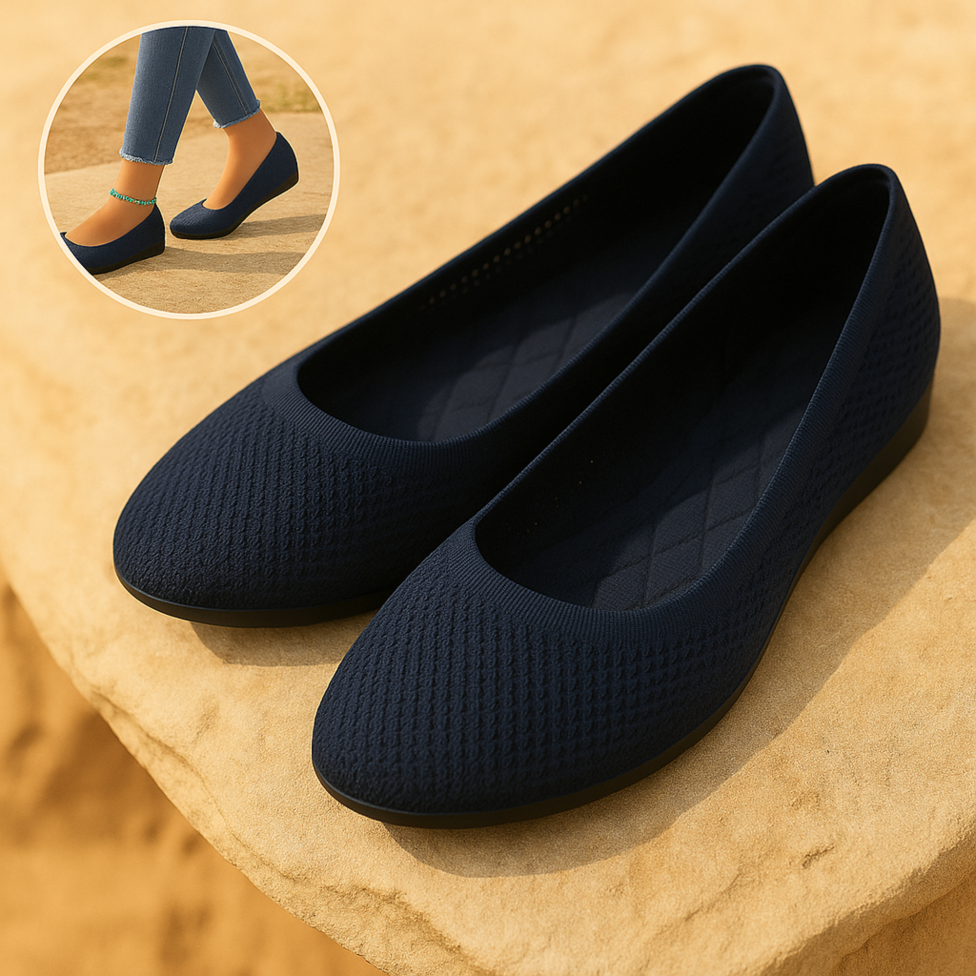 SanaFlex – Ergonomische Barfuß Ballerinas | atmungsaktiv & flexibel | blasenfrei | Damen Komfortschuh für Alltag