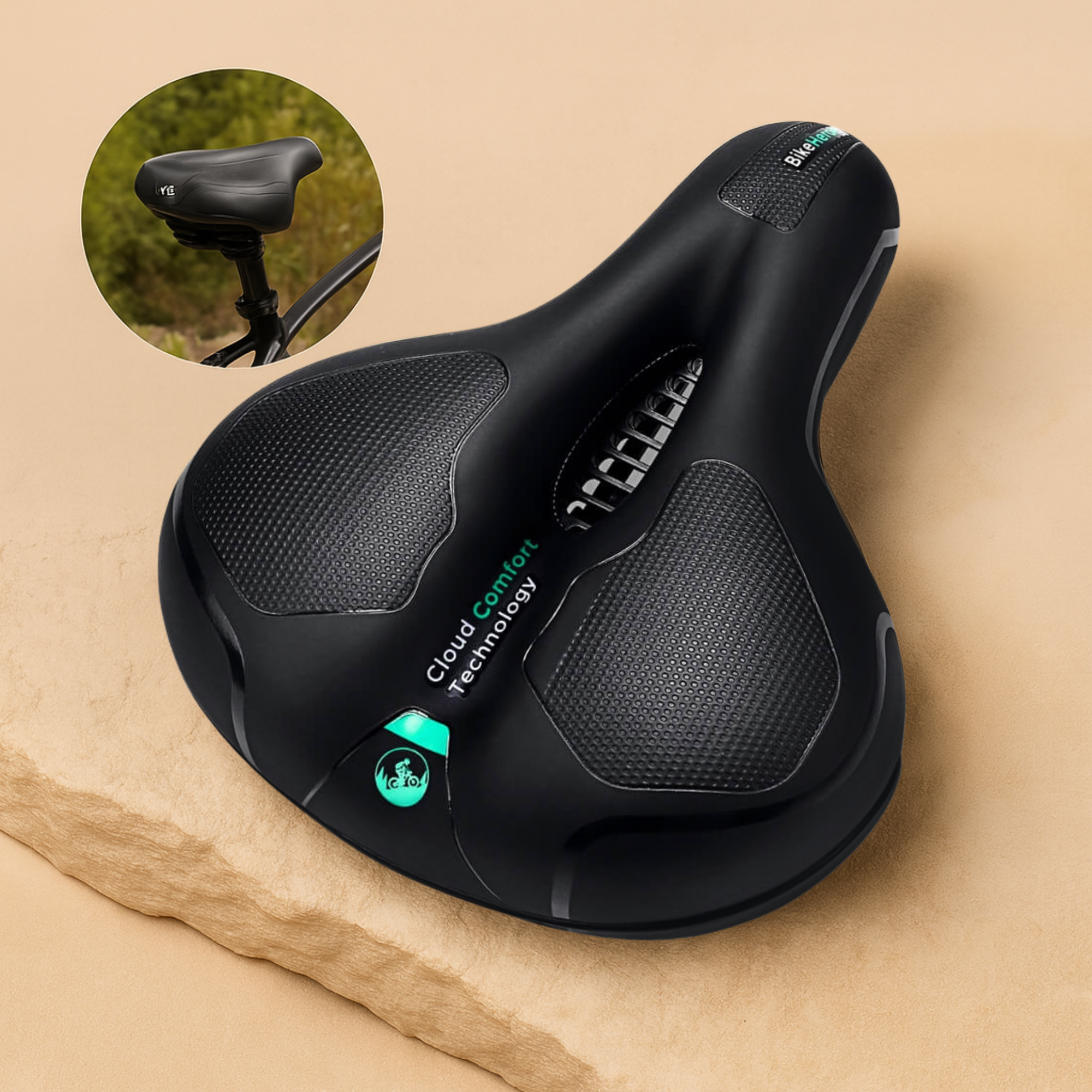 EasyRide – Schmerzfreier Komfort-Radsattel | 5 cm Polsterung wasserfest & atmungsaktiv | Rückenfreundlich für City- & E-Biker