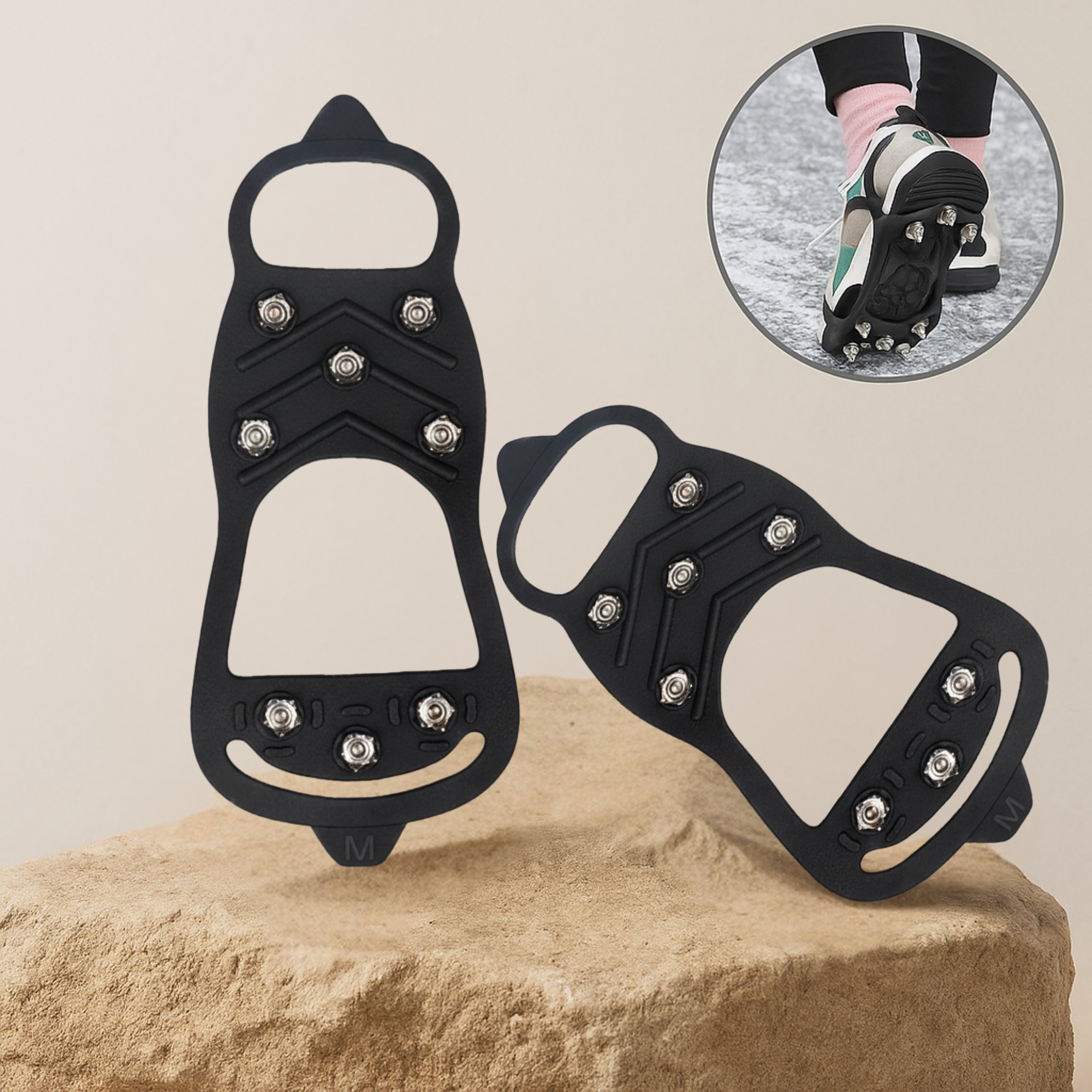 GlideGrip – Schuhspikes Antirutsch | 8 Edelstahl-Stollen rostfrei | Sicherer Halt auf Eis & Schnee für Alltag & Outdoor