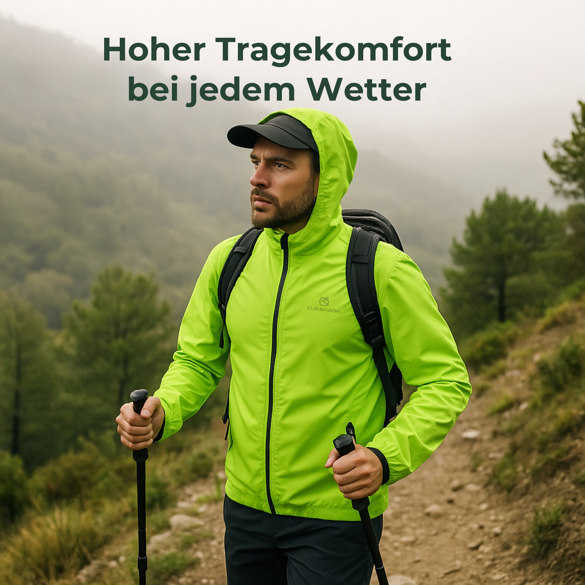 AquaShield – Regenjacke wasserdicht | atmungsaktiv mit abnehmbaren Ärmeln | Outdoor & Fahrrad