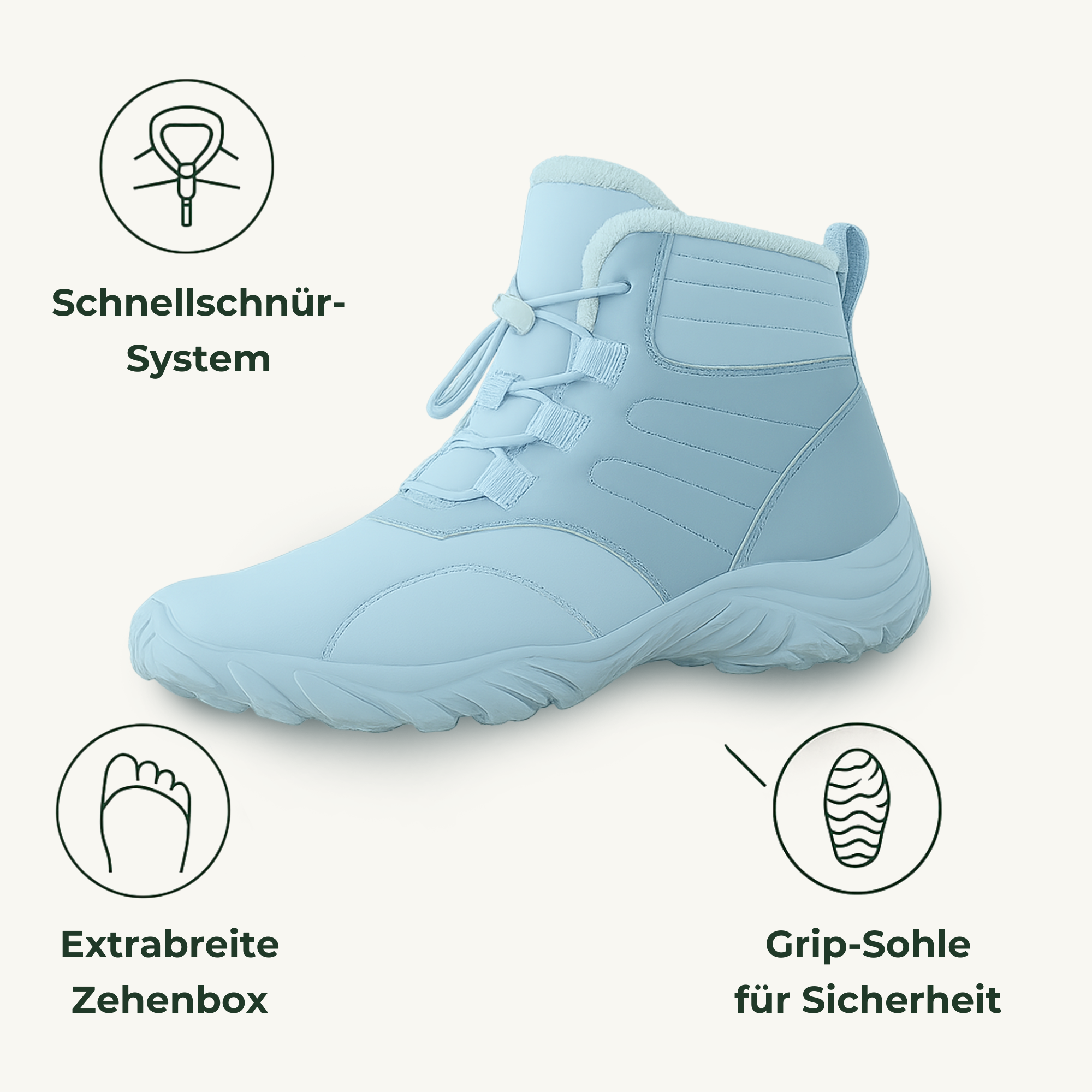 IceGear – Winter Barfußschuhe | wasserdicht rutschfeste Sohle | Outdoor & Alltag