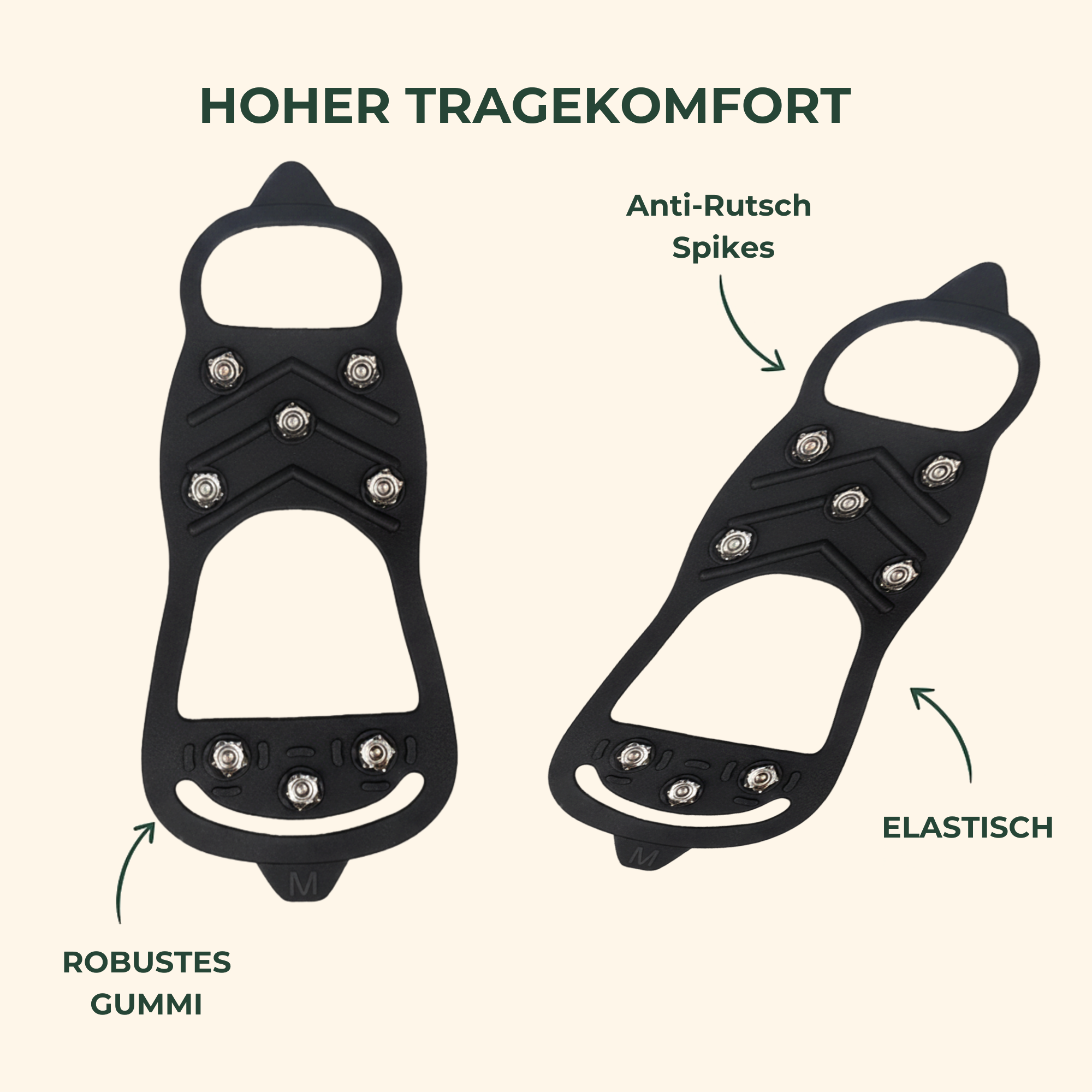 GlideGrip – Schuhspikes Antirutsch | 8 Edelstahl-Stollen rostfrei | Sicherer Halt auf Eis & Schnee für Alltag & Outdoor