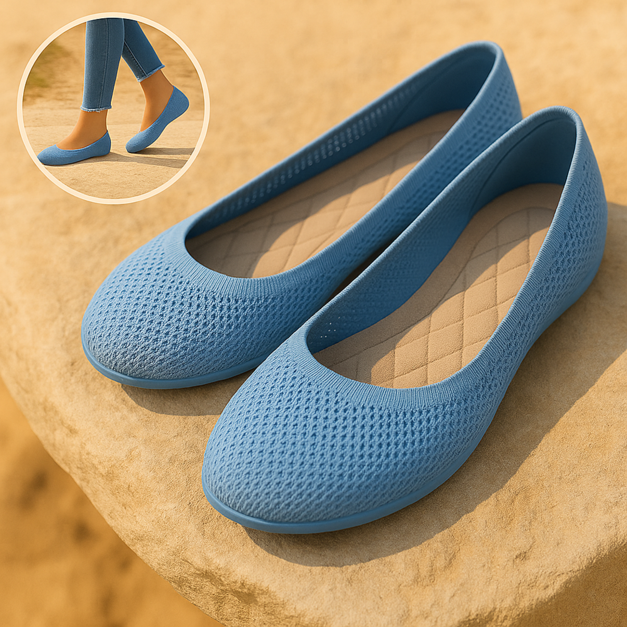 SanaFlex – Ergonomische Barfuß Ballerinas | atmungsaktiv & flexibel | blasenfrei | Damen Komfortschuh für Alltag