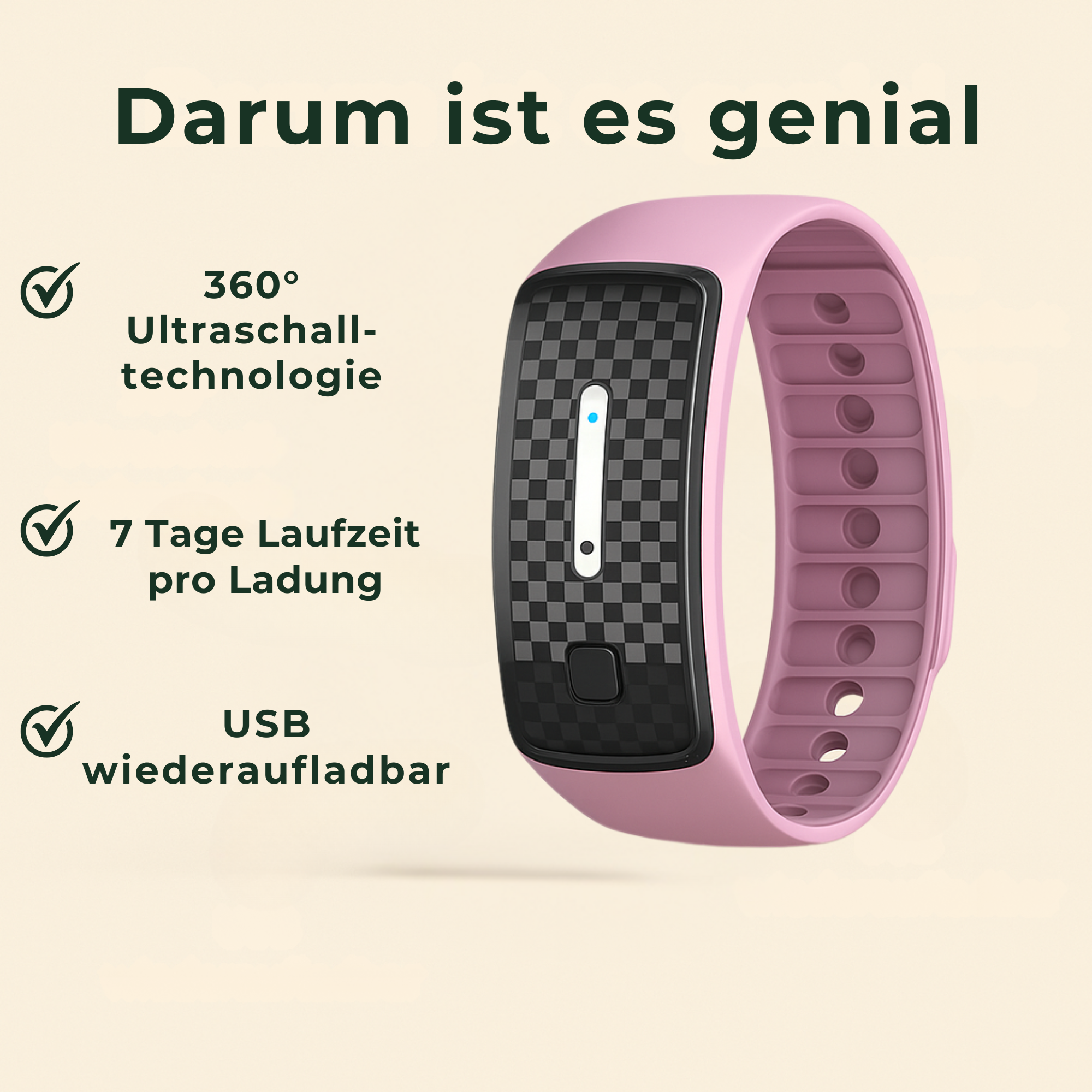 BuzzGuard – Mückenschutz Armband Ultraschall | Wiederaufladbar & Chemiefrei | Für Camping, Kinder & Outdoor.