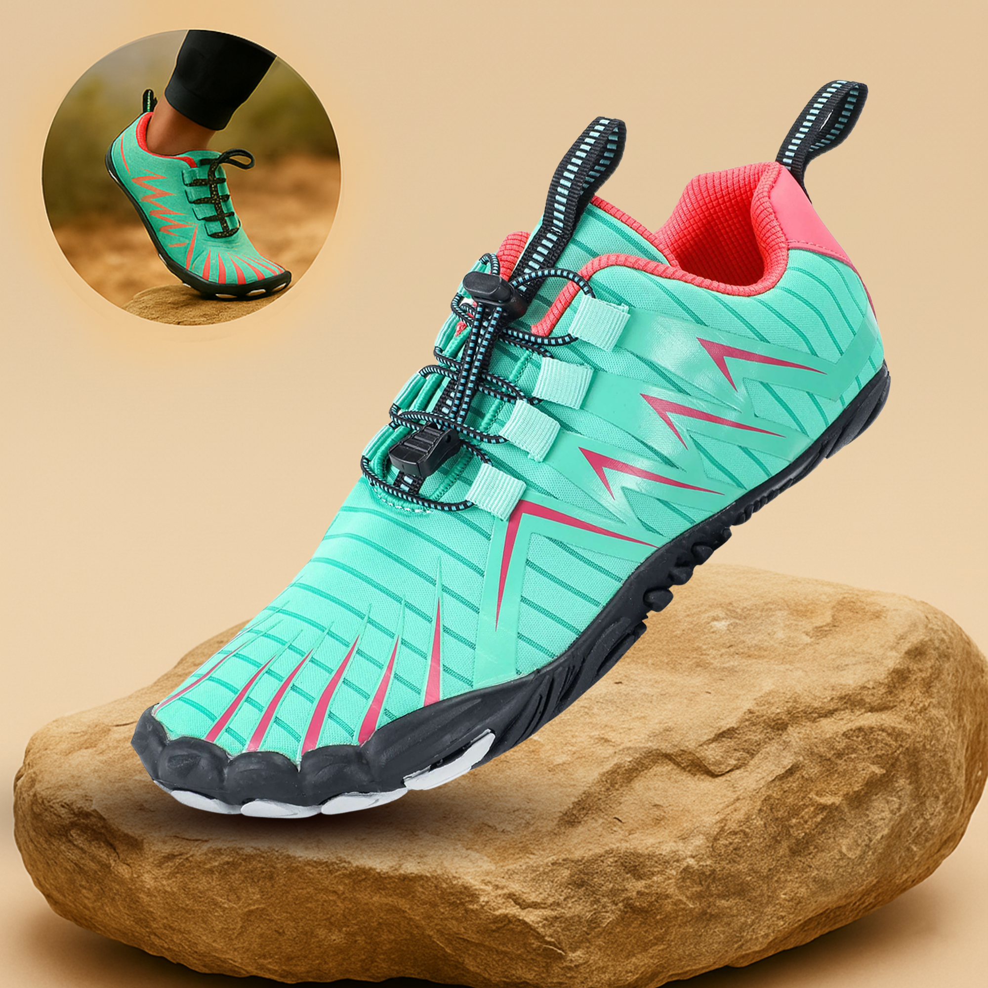 PrimeRun – Barfußschuhe Five-Finger Outdoor Laufschuhe | natürliche Fußmuskulatur stärken rutschfeste Sohle | Trail-Runner