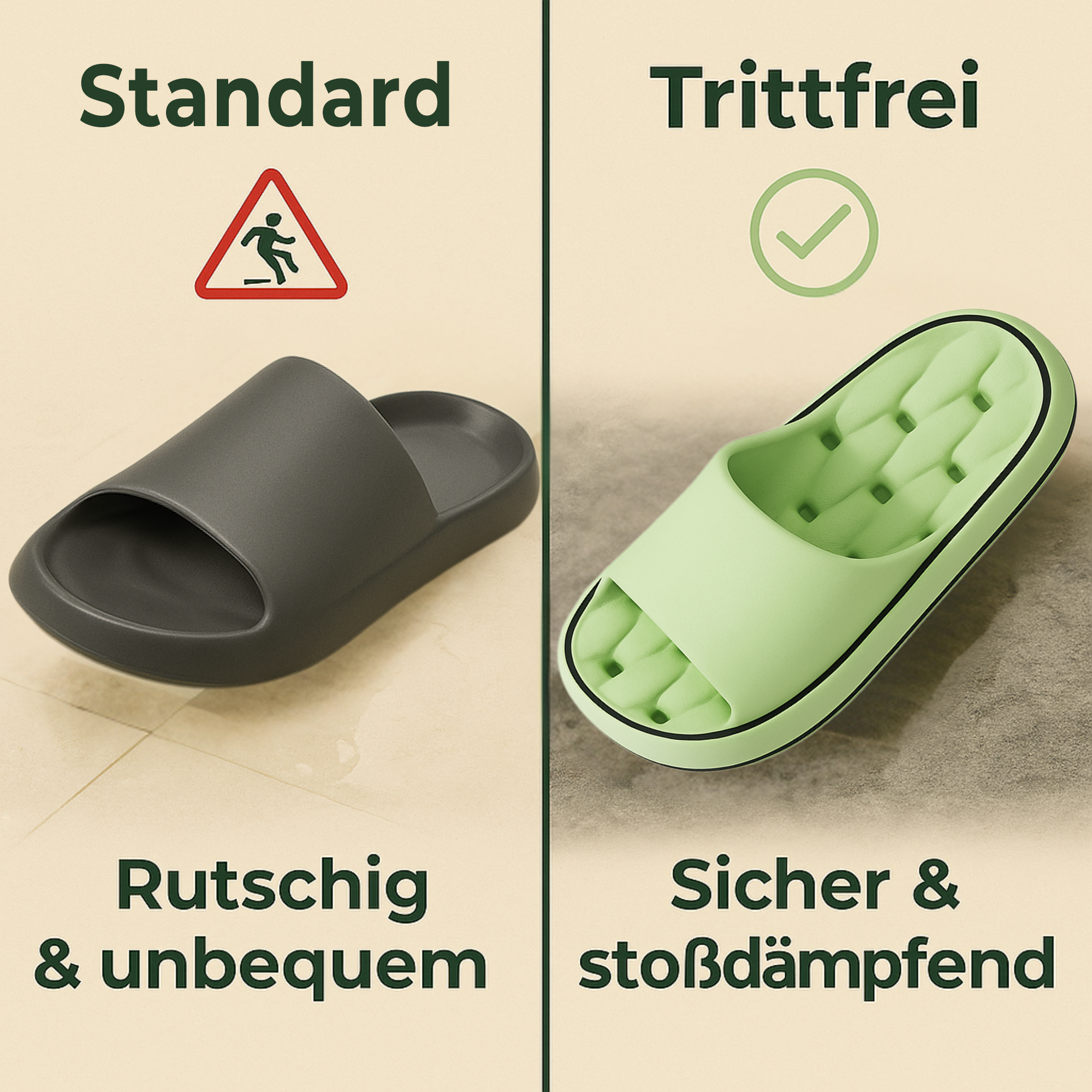 Trittfrei – orthopädische Hausschuhe | rutschfeste EVA-Dämpfung 4,5 cm – gegen Fußschmerzen & Plantarfasziitis