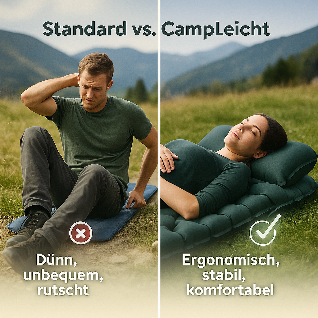 CampLeicht – ultraleichte Isomatte | selbstaufblasbar wasserdicht | Camping & Rucksackreisen.