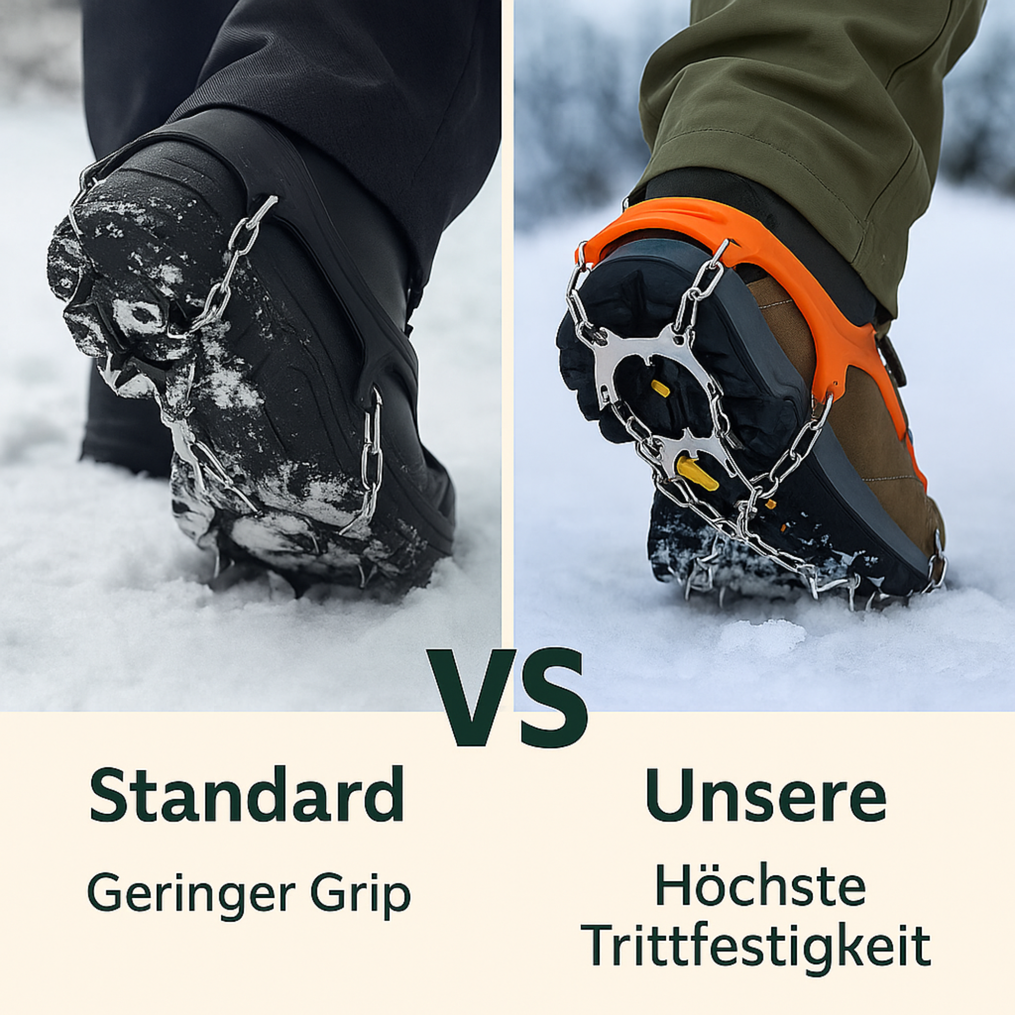 AlpGripp – Grödel Spikes für Schuhe | Rutschfest Manganstahl mit 13 Zacken | Für Wandern & Trekking auf Eis & Schnee.