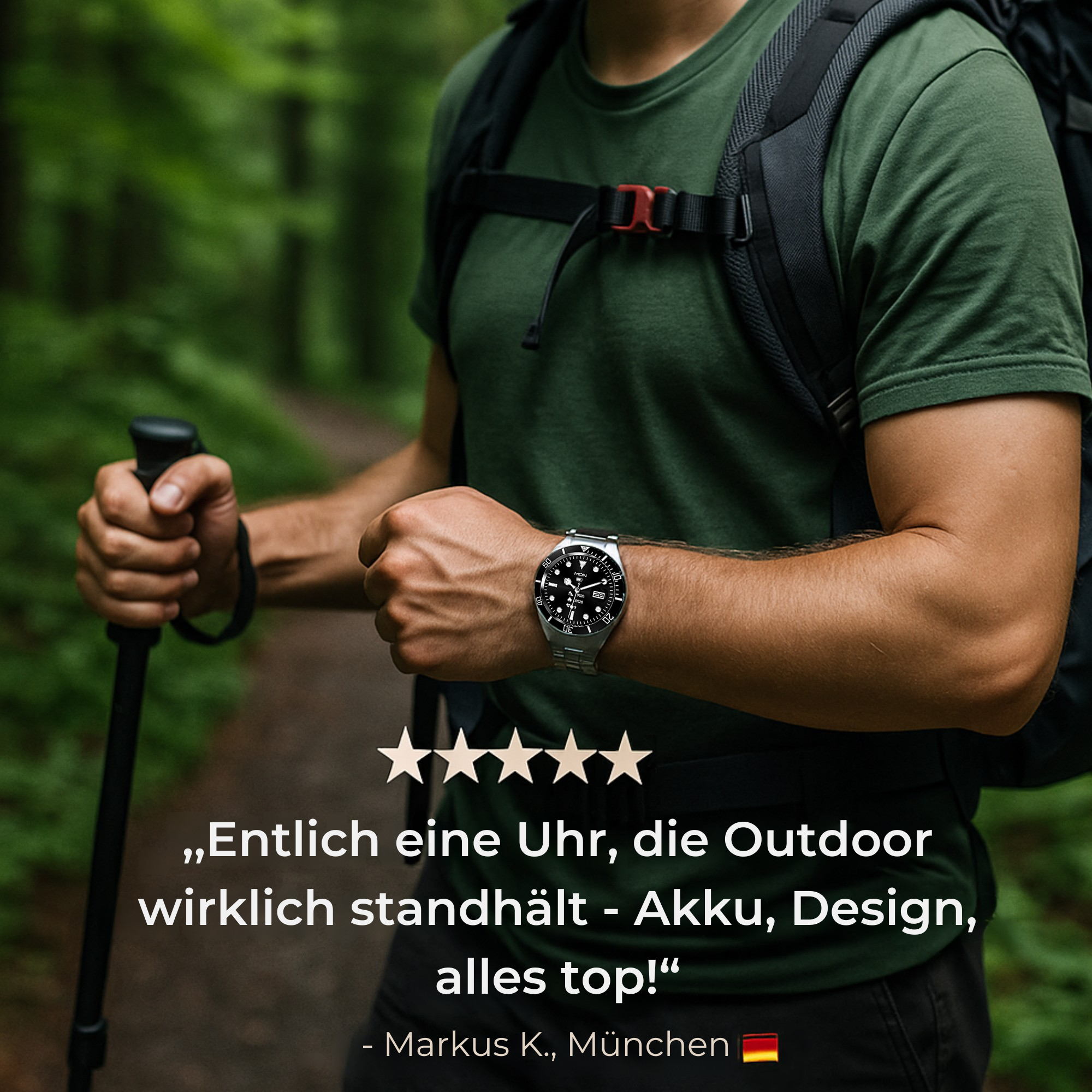 TitanPro – robuste Smartwatch | 10 Tage Akku & IP68 Edelstahlgehäuse | Outdoor Uhr für Handwerker & Sport