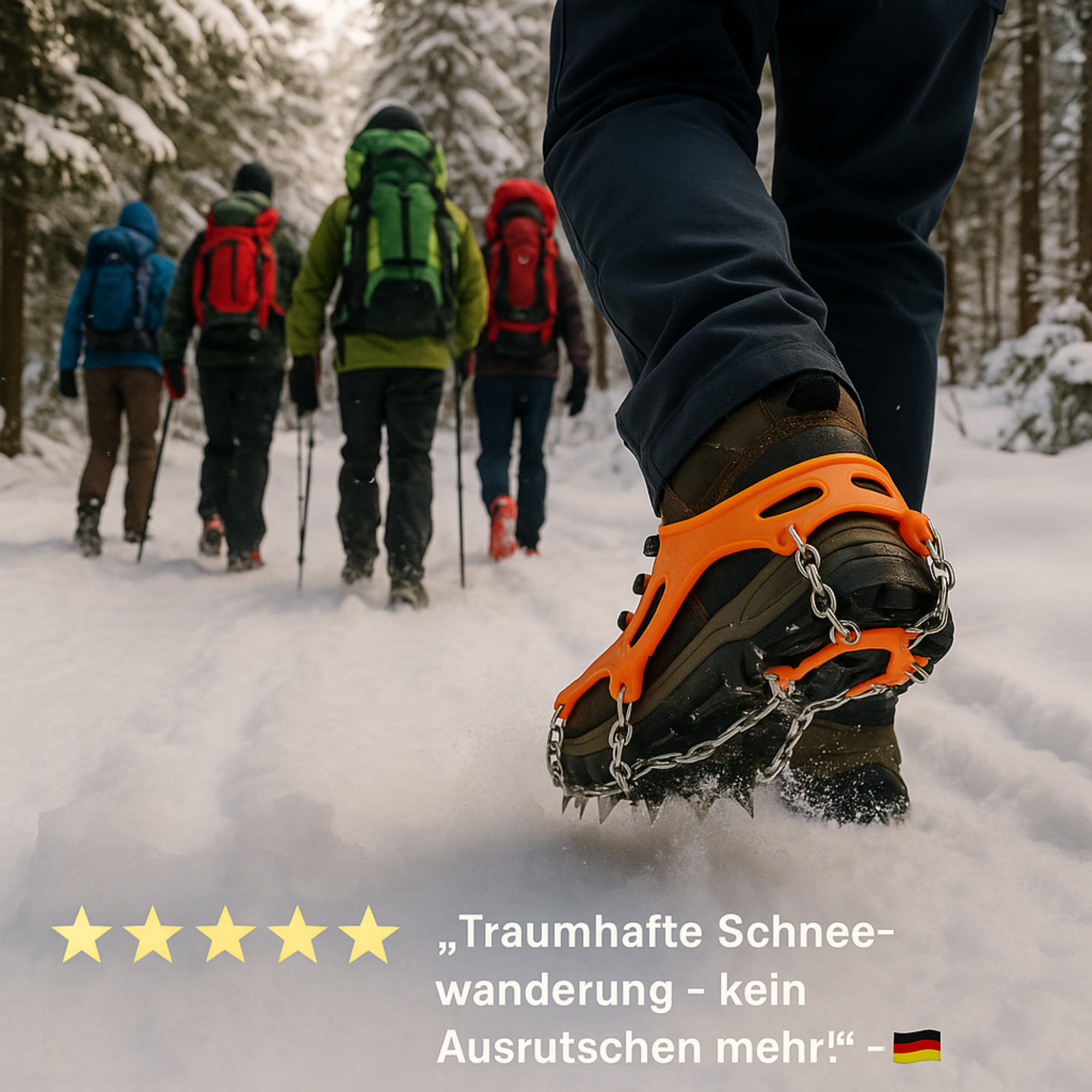 AlpGripp – Grödel Spikes für Schuhe | Rutschfest Manganstahl mit 13 Zacken | Für Wandern & Trekking auf Eis & Schnee.