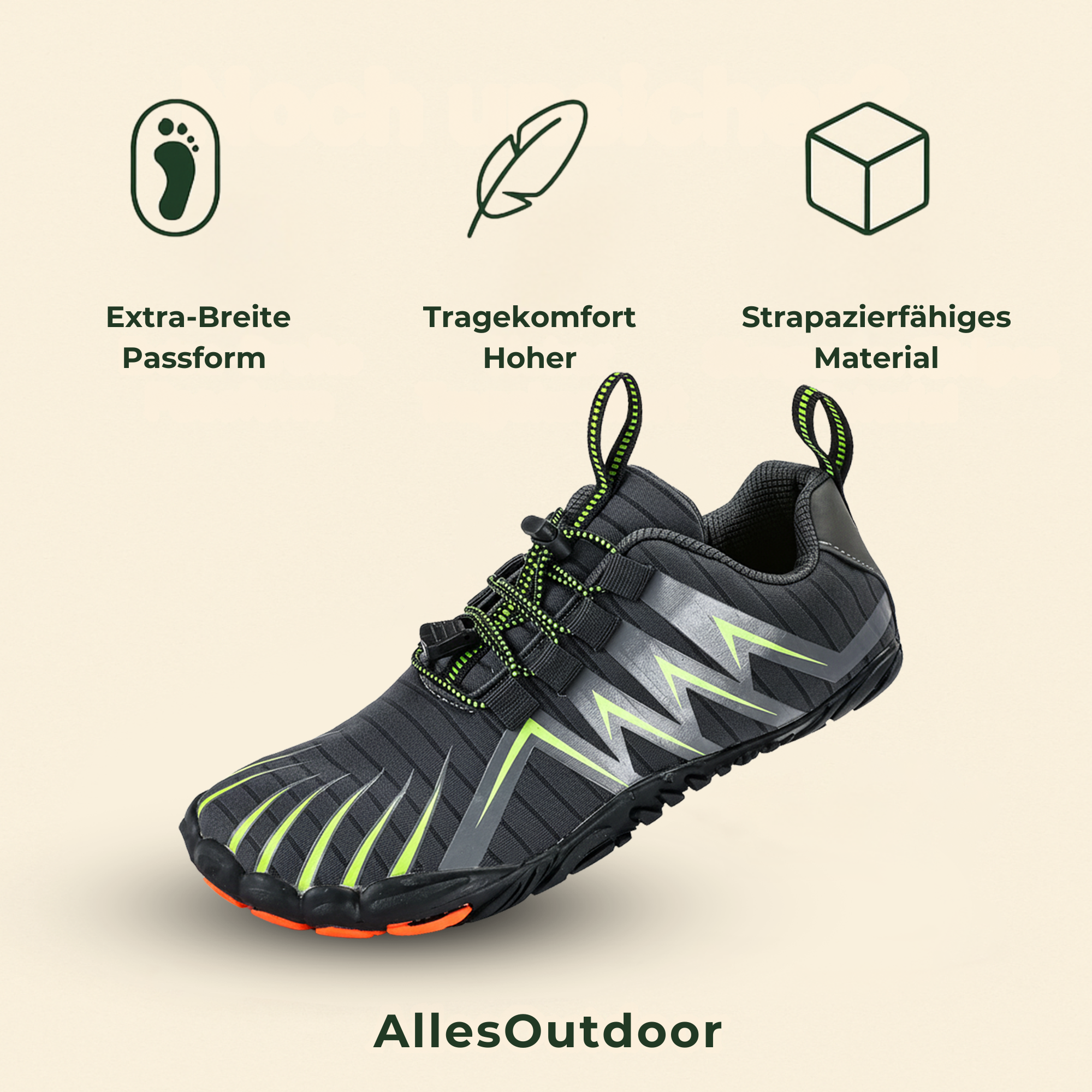 PrimeRun – Barfußschuhe Five-Finger Outdoor Laufschuhe | natürliche Fußmuskulatur stärken rutschfeste Sohle | Trail-Runner