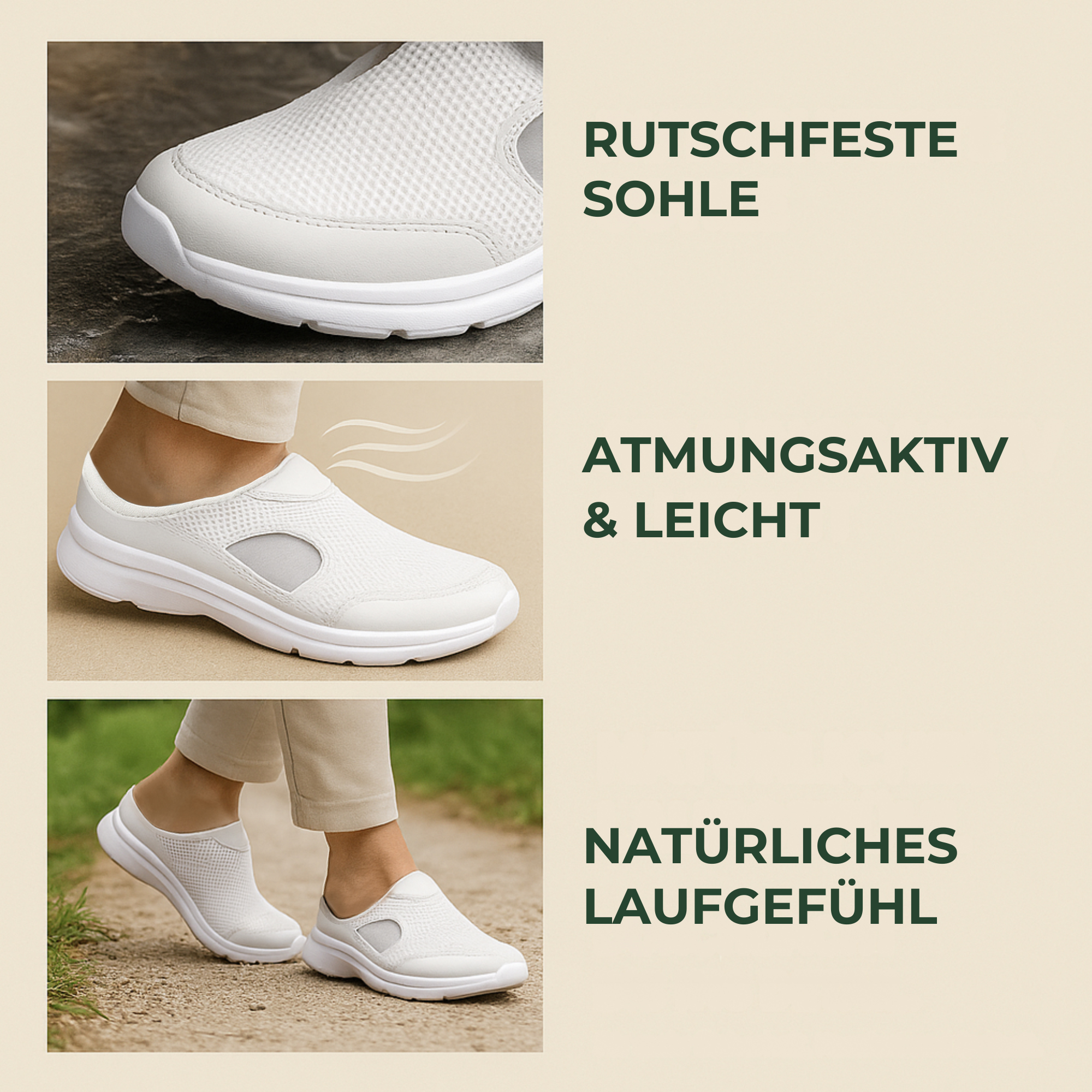 EasWalk – Arbeitsschuhe Plantarfasziitis | rutschfest atmungsaktiv | für Pflege & Stehberufe.